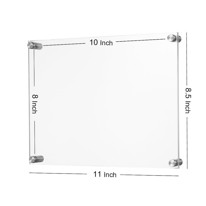 Meetu 8.5x11 Acrylic Picture Frames (4 Pack) -Inner 8x10 Wall Mount Photo Frame Frameless Clear Floating Frame for Document Certificate Artwork - Image 3